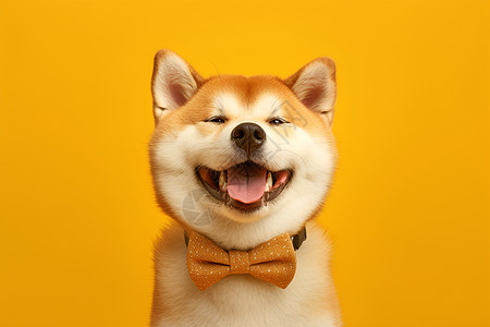 卡通动物表情阳光下的微笑小狗背景