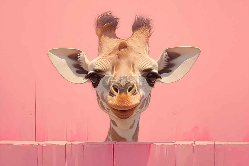 粉色背景的长颈鹿图片