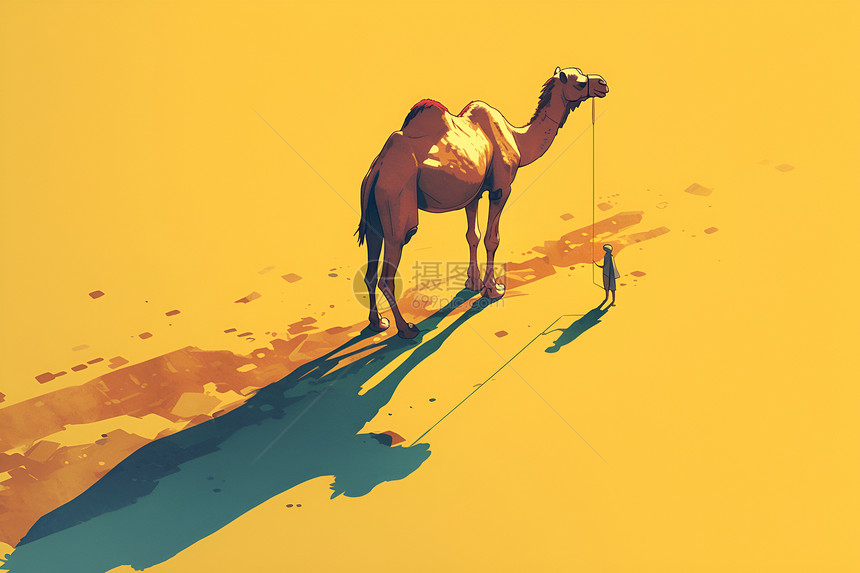 行走在沙漠里的骆驼图片
