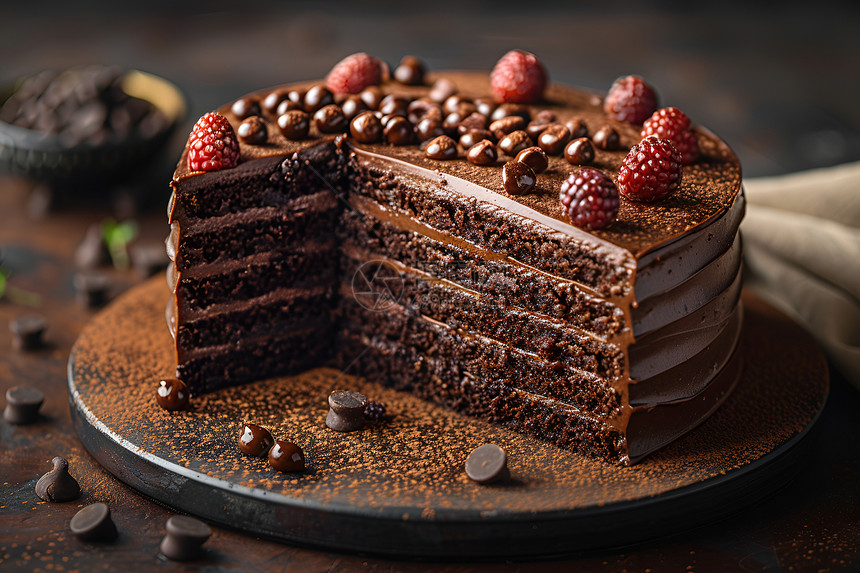 树莓巧克力蛋糕图片