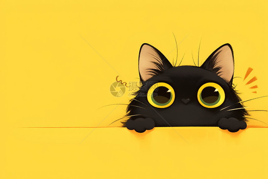 可爱黑猫插画图片