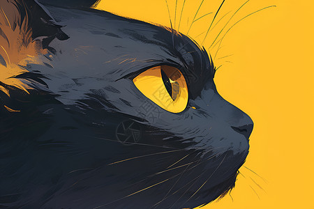 黑色背景背景黑色的猫咪插画
