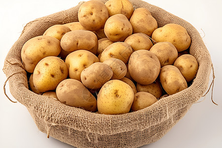 一袋子土豆食物麻布料高清图片