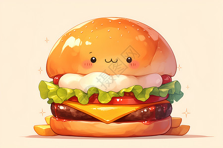 野味菜品可爱汉堡玩偶插画