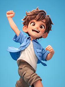 欢乐欢呼的卡通男孩背景图片