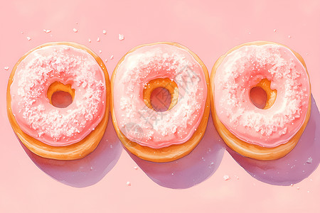 奶油甜甜圈般的粉色甜甜圈插画