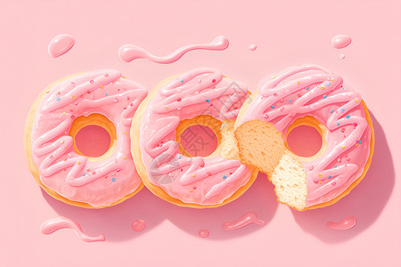 蛋糕诱惑粉色甜甜圈之诱惑插画