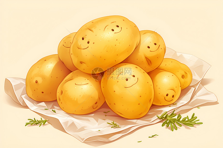 美味土豆插画图片