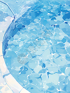 蓝色水池夏日的泳池插画
