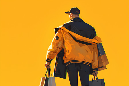 城市购物的男人插画背景图片