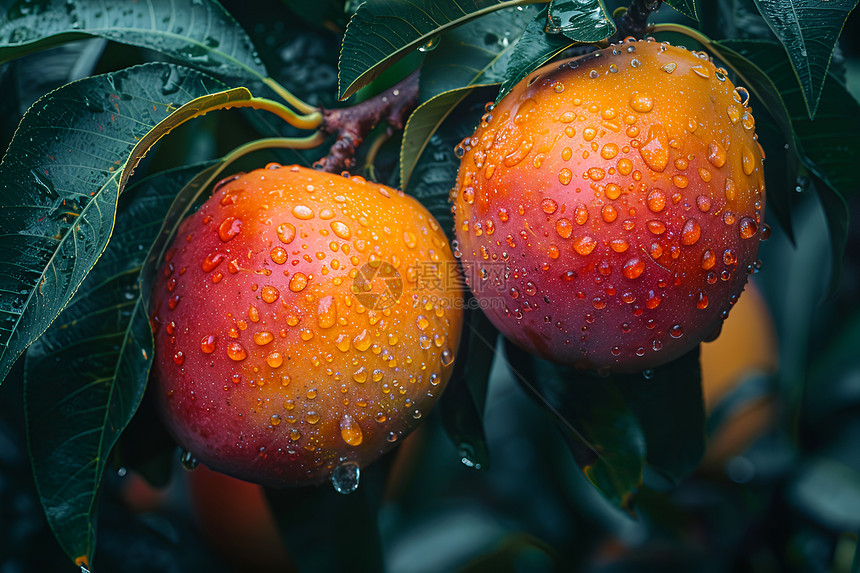 芒果挂在树枝上图片