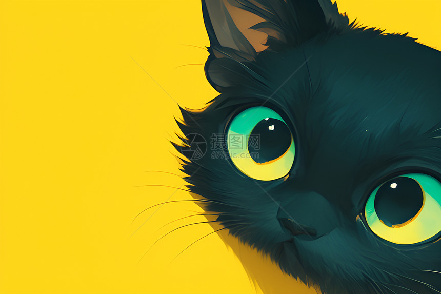 黑色猫咪的大眼睛图片