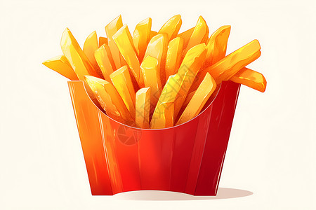 金红纸美味薯条在红纸盒里插画