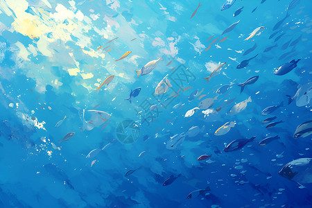 白水鱼绚丽多彩的海底世界插画