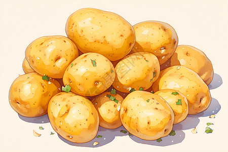 发芽马铃薯土豆堆插画插画