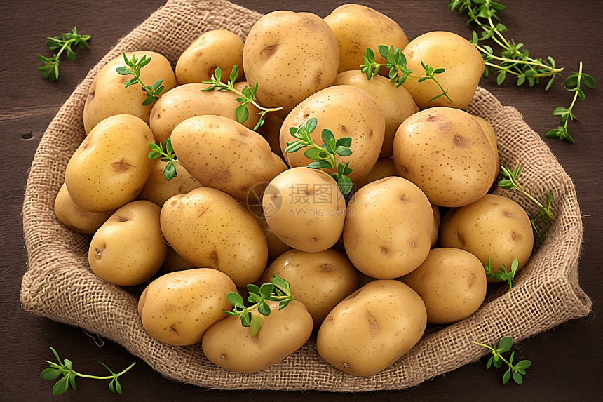 自然质朴的一袋土豆图片