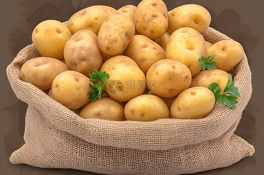 一袋子新鲜土豆图片