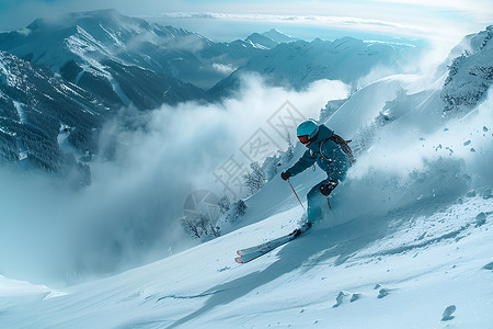 在山坡上滑雪滑雪者在山坡间插画