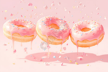 甜点世界粉色世界的甜甜圈插画