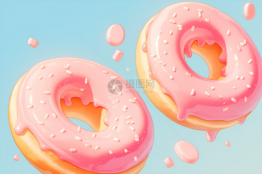 粉色甜甜圈插画图片