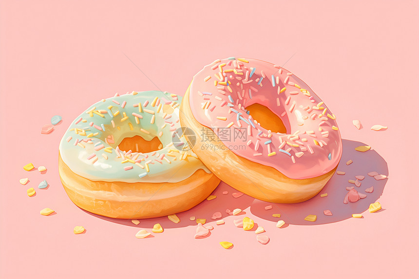 粉色甜甜圈插画图片