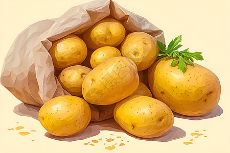 天然袋子袋子里的土豆插画