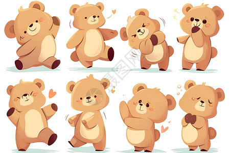 玩具卡通小熊可爱的泰迪熊套图插画