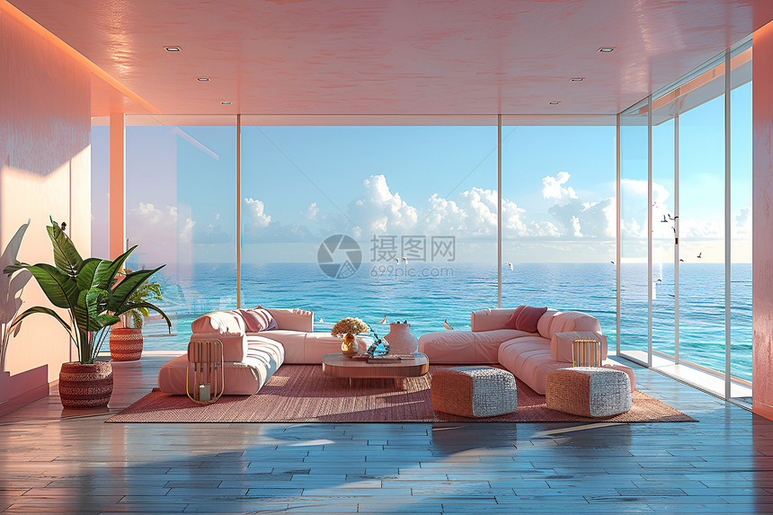 海洋公寓客厅沙发图片