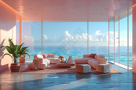 海洋公寓客厅沙发背景图片