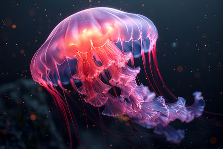 神奇动物深海里的神奇水母插画