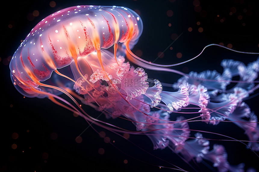 神秘海底的粉色水母图片