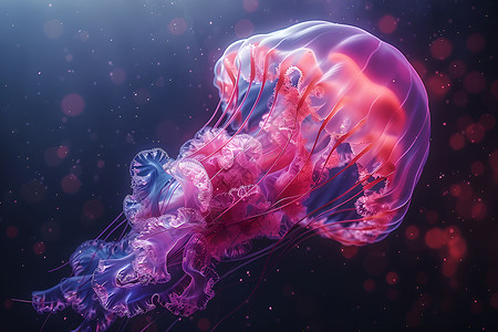 发光水母海底漂浮的水母插画