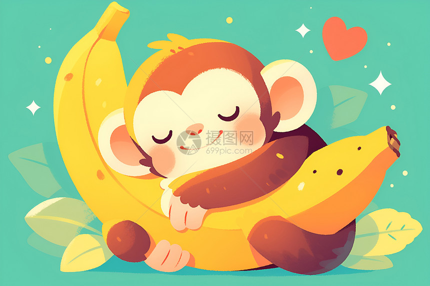 猴子拥抱香蕉图片