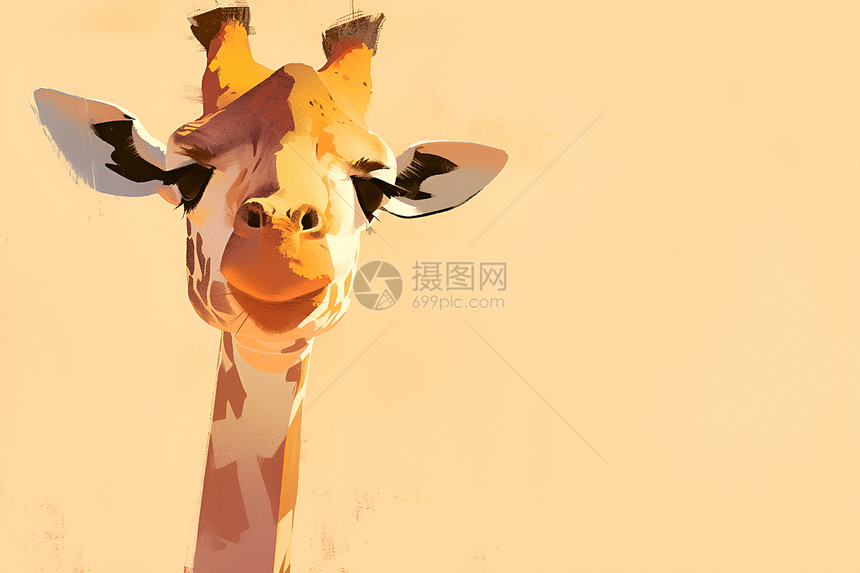 黄色背景上的长颈鹿图片
