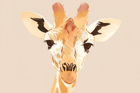 长长的睫毛的长颈鹿插画