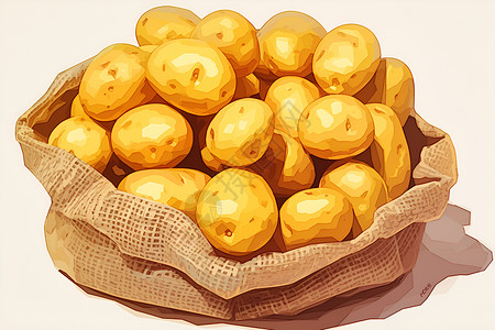 马铃薯粉条装满麻袋的土豆插画