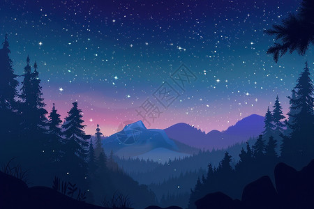 银河穹顶璀璨的夜空插画