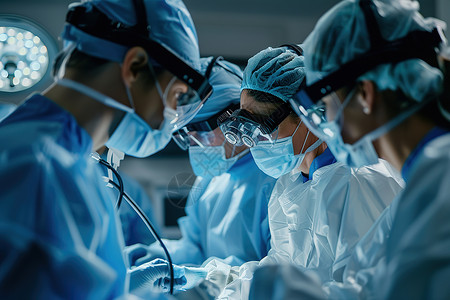 隆胸手术手术室里的医疗团队背景