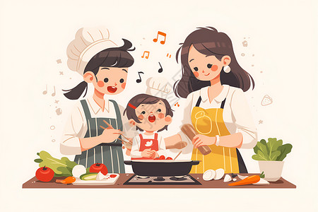 欢乐厨房插画背景图片