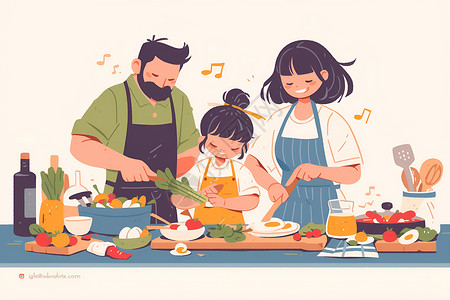 幸福厨艺家庭背景图片