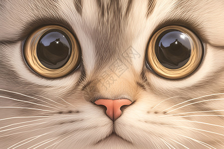 大眼睛的动物瞪大眼睛的猫咪插画