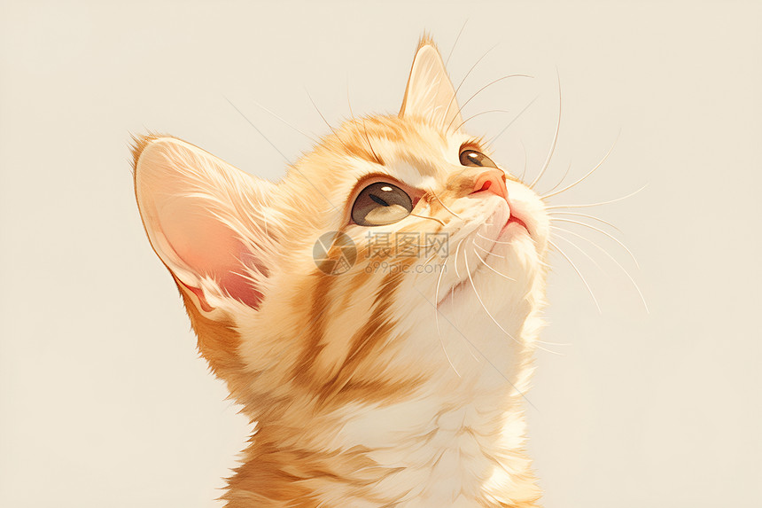 可爱橘色小猫的胡须特写图片