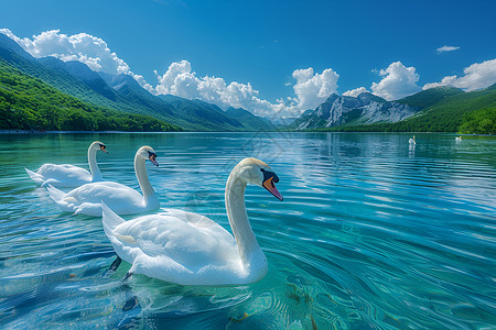 湖畔的天鹅背景图片