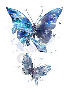 蓝色水晶蝴蝶插画