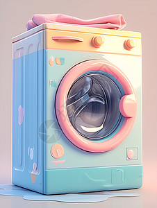 蓝粉卡通洗衣机背景图片