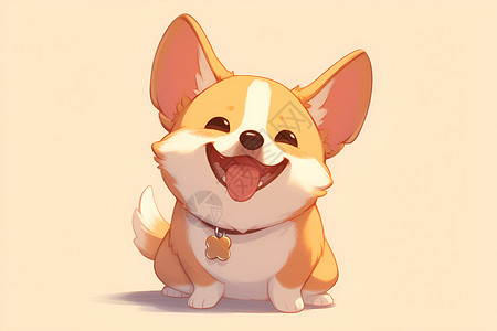 微笑的狗狗可爱卡通犬插画