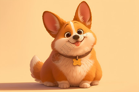 微笑的狗狗可爱的棕色柯基犬插画