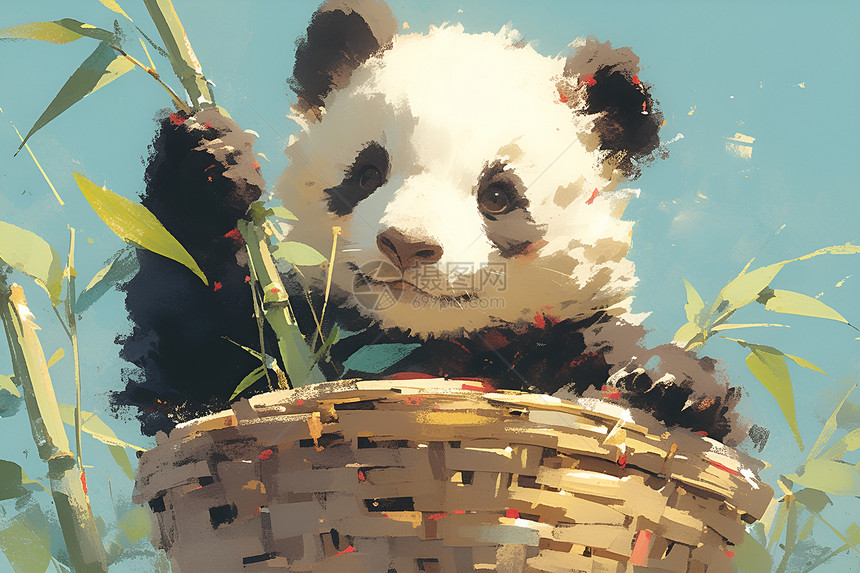熊猫小宝宝插画图片