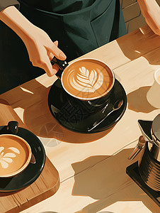 咖啡咖啡馆咖啡师调制咖啡插画