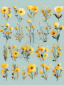 黄色的花海报黄色的花海插画
